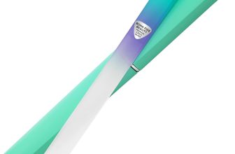 Bona Fide Beauty Czech Glass Nail File with Case, Pastel Green Violet Premium Crystal Nail File for Natural Nails. Nail Care Tool Gifts for Women