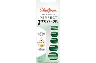 Sally Hansen Salon Effects Perfect Press-On Nails | Sq-oval Shape | Easy to Apply, Non-Damaging| 30 Nails, Nail Glue, Adhesive Tabs, File | Rocket Fuel