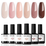 modelones Gel Nail Polish Kit -6 Colors Fall Nude Pink Gel Polish Set Skin Tones Neutral Brown Soak Off Gel Nail Kit Manicure DIY Nail Art Salon Home Gift