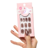 Olive & June Effects Super Stick Mani Press On Nails | Extra Short Round | No Glue Needed | 32 Tab Nails in 16 Sizes | Non-Toxic Tabs | Easy On-Off Non-Damaging Real Look | 7-Day Wear | Shacket Velvet