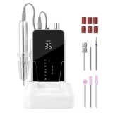 Makartt Electric Nail Drill – 35000RPM Rechargeable Efile with Coreless Motor, Nouvella Portable Nail Filer Machine for Acrylic Gel Removal with Drill Bits Set, Black