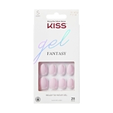 KISS Gel Fantasy, Press-On Nails, Nail glue included, ‘Pure Love’, Light Pink, Short Size, Almond Shape, Includes 28 Nails, 2G Glue, 1 Manicure Stick, 1 Mini File