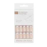 Press On Nails-Almond shape French Tip Press On Nails, Supremely Fit & Natural Glossy，Reusable，15 Sizes – 30 Nail Kit with Glue