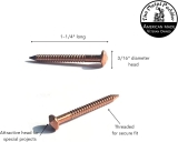 Pack of 100 Solid Copper Decorative Nails – 11 Gauge, 1.25″ Long Threaded Shank. American Made.