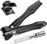 German Nail Clippers for Men Women with Catcher, Toenail Clippers for Thick Nails for Seniors, Toe Nail Clippers Wide Jaw Opening Ultra Sharp Safety Lock Nail Cutters