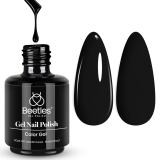 Beetles Black Gel Polish, 1 Pcs 15ml Audrey Black Nail Polish Color Gel Nail Polish Halloween Nails Soak Off Art Manicure Salon DIY Uv Lamp Nail Design Decoration at Home