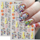 Christmas Nail Stickers Christmas Light Decals for Nail Art Gift Box Nail Deign 5D Embossed Tree Topper Nails Supplies Color Light Nails Acrylic Accessories for Women DIY Manicure Decorations 2Pcs