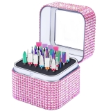 Nail Drill Bit Holder, Dustproof Rhinestones Drill Bit Organizer Case 30 Holes Efile Nail Tech Bits Storage Container Box Manicure Tools E file Accessories Collector for Salon, Travel, Home(Only Box)