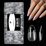 TOMICCA Almond Gel Nail Tips, Half Matte Pre Shaped No Filing Medium Almond Nail Tips, 240 Pcs Gel Tips 12 Sizes, Clear Acrylic Tips for Nail Art, Nail Extension at Home, For Beginners