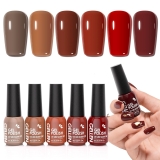 GELLEN Gel Nail Polish Brown Red, Fall Winter Gel Polish, Cure With UV Light, Glossy, No Wipe, Soak Off, Long Lasting, Non-toxic, Self-leveling, Full Coverage, For Finger Toe Nails Home Salon