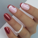 Curvlife Press On Nails – 30PCS Full Cover False Natural Fit Soft Gel Fake Nails Tips, Easy to Apply at Home Glue On False Nails Kit (Santa Hat Nails, Medium)