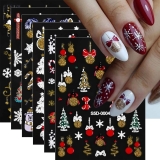Christmas Nail Art Stickers Christmas Tree Nail Sticker Self-Adhesive Santa Clous Snowflake Bowknot Nail Decal Gold Ball Nail Art Supplies Holiday DIY Manicure Designs Nail Decoration for Women 6Pcs