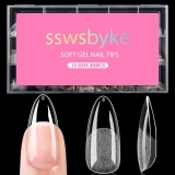 Medium Almond Nail Tips, SSWSBYKE 300pcs Soft Gel Nail Tips for Full Cover Pre-Shaped Acrylic Fake Nails Tips 15 Sizes Half Matte Press On Nails for Extension Home DIY Salon