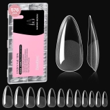 Beetles Medium Almond Nail Tips 576pcs 12 Sizes, Pre-Etched Soft Gel Nail Tips Half Matte Full Cover False Nail Tips Clear Acrylic Nails Glue on Nails DIY Nail Extension Gift for Women