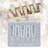 Bowknot Silicone Nail Molds, 3D Gel Nail Art Sculpture Pearl Necklace Bow Mold DIY Bow Charms for Nails Design Silicone Molds Cute Bows Nail Template Reusable Manicure Carved