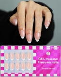 French Almond Gel Press On Nails Short 16 Sizes Fake Nails Glossy 32pcs, Nail Glue Included