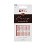 KISS Classy, Press On Nails, Nail glue included, ‘Exclusive Only’, Light White, Short Size, Oval Shape, Includes 28 Nails, 2g glue, 1 Manicure Stick, 1 Mini File