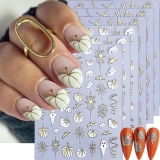Thanksgiving Nail Stickers 3D Spider Web Pumpkin Nail Artl Stickers Halloween Fall Maple Leaves Nail Decals Self Adhesive Cobweb Design Sticker Holiday Nail Art Decoration for Women Accessories