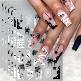 Halloween Nail Art Stickers Funny Ghost Skull Spider Web Self-Adhesive Nail Decals Love Ghost Designs Nail Decorations Halloween Golden Skull Key DIY Manicure Supplies for Women 4Pcs