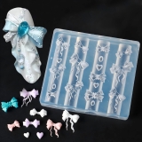 3D Bowknot Silicone Nail Molds, Gel Nail Art Mold Carving Template Bow Charms Mold Reusable Nail Stencils for Resin Manicure Decorations Nail Design Tools DIY Nail Supplies