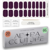 Semi-Cured Gel Nail Strips – 20 Salon-Quality Gel Sticker with UV Light Required, Long Lasting, Easy Application & Removal, Includes Prep Pad, Nail File, Wooden Stick – Velvet Plum