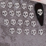 20pcs Silver Skull Nail Rhinestone Halloween Skeleton Head Nail Accessories Retro Metal Alloy Dark Style Nail Art Charms Halloween 3D Skull Face Designs Nail Jewelry for Halloween Nail Decor