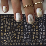 Christmas Nail Stickers for Nail Art Gold Sliver Christmas Tree Nail Decals Snow Self Adhesive Snowflake Nail Design Heart Stars 3D Nail Art Stickers Xmas Supplies Nail Decorations for Women 4PCS