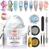 SAVILAND Solid Builder Nail Gel – 60g Large Capacity 3D Nail Gels Sculpting Gel for Art Non-Sticky Hand Carving Glue Extension with Sequins Chrome Powder DIY Salon Home