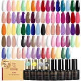ROSALIND 30pcs Gel Nail Polish Set, 26 Colors Gel Polish with 3Pcs Glossy Matte Glitter Top Coat and Base Coat All Seasons Nude Blue Red Nails art Kit DIY Salon at Home