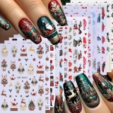Christmas Nail Art Stickers Decals 16PCS 3D Self-Adhesive New Year Sticker for Nail Art Santa Claus Tree Elk Snowman Gonks Red Designs DIY Xmas Winter Decor Nail Art Supplies for Women Girls