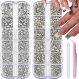 Clear Nail Art Rhinestones Flatback Nail Charms Mixed Size Nails Gems AB Flatback Rhinestones Accessories Design for Women Nails Decoration