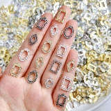 100Pcs Retro Alloy Frame Nail Rhinestones Gothic Photo Frame Metal Nail Charms Engraved Nail Frame Charms for Nails Gold Silver Frame Nail Jewels Nail Accessories for Women DIY Nail Crafts Decoration